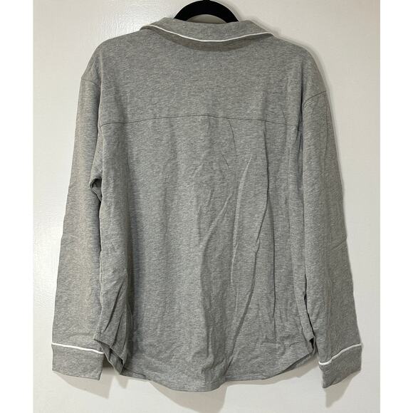 Rebecca Minkoff Notch Collar Pajama Set Gray White Cotton Size Medium NWT Comfy - Picture 11 of 15